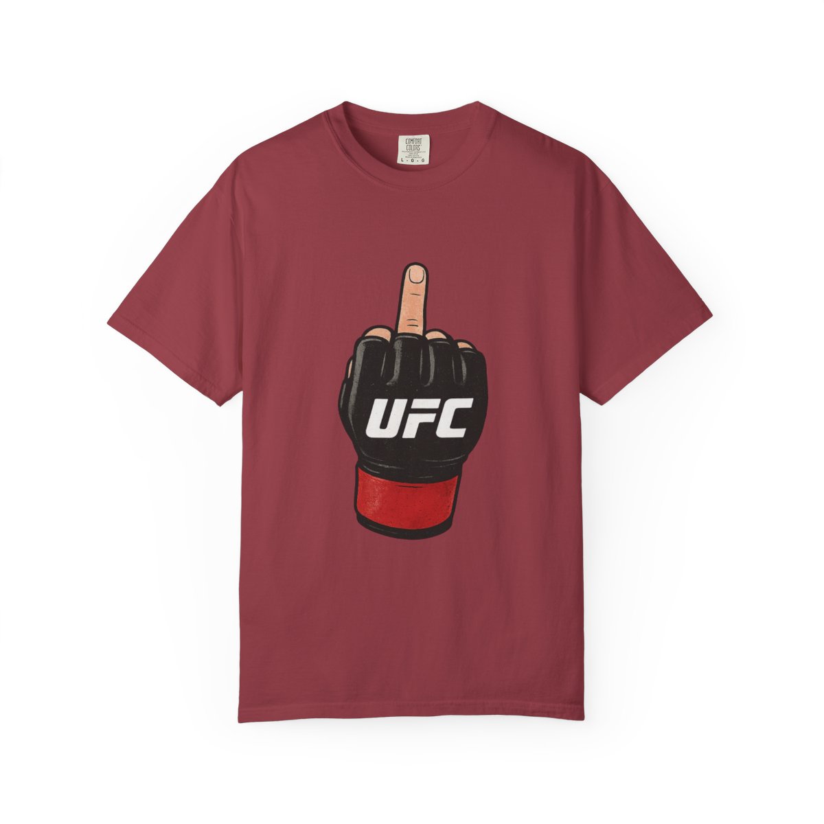 UFC Red Gloves Flipping Off Funny T-Shirt - alternate angle 2, merchandise