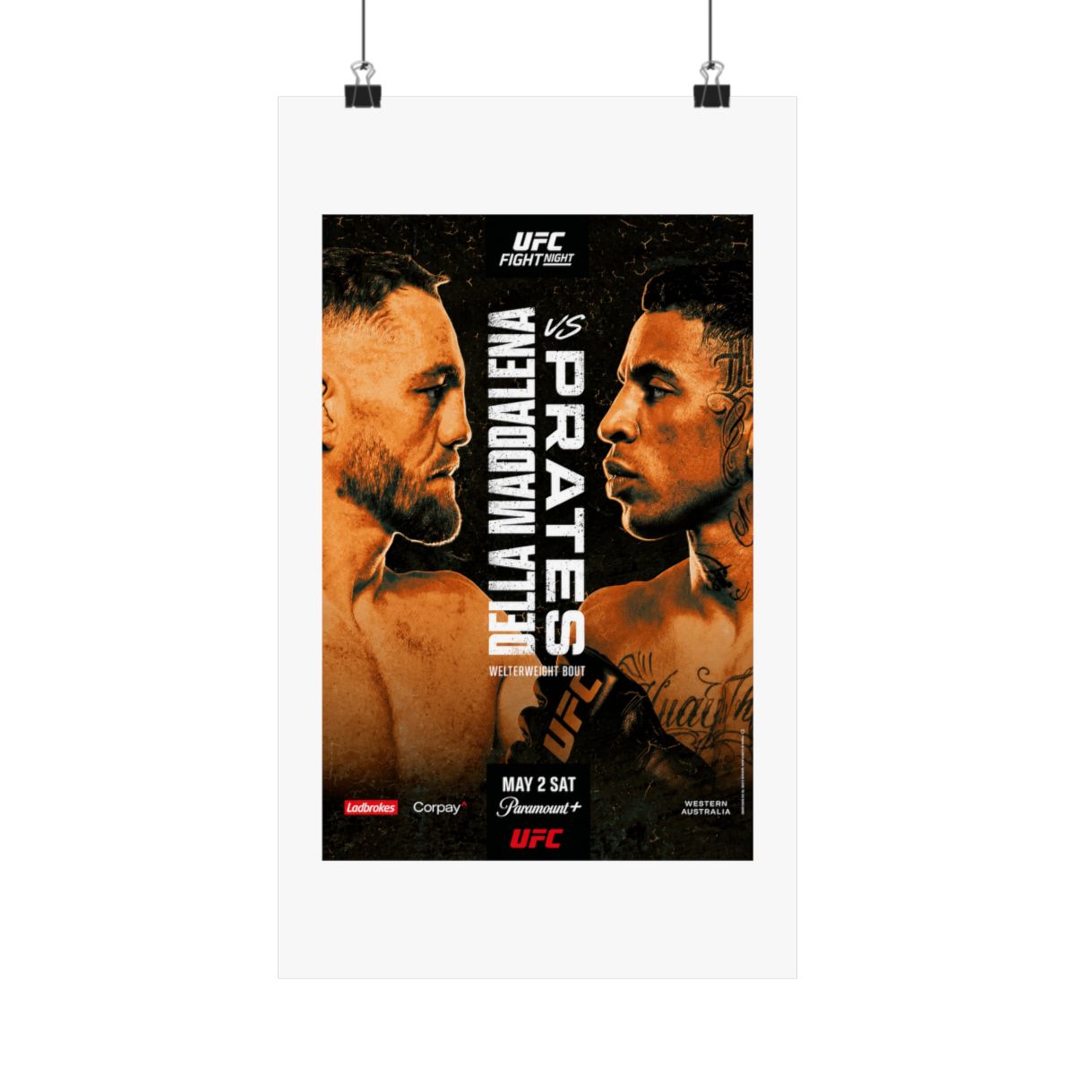 UFC Fight Night: Della Maddalena vs Prates Autographed Event Poster - alternate angle 5, merchandise