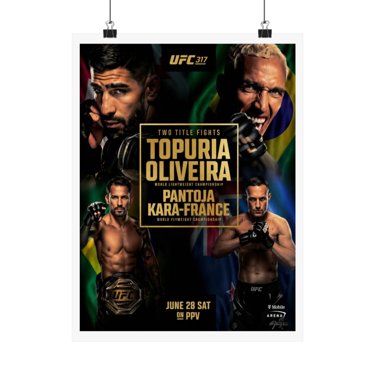 UFC 317 Fight Poster: Topuria vs Oliveira, Pantoja vs Kara-France - alternate angle 5, merchandise