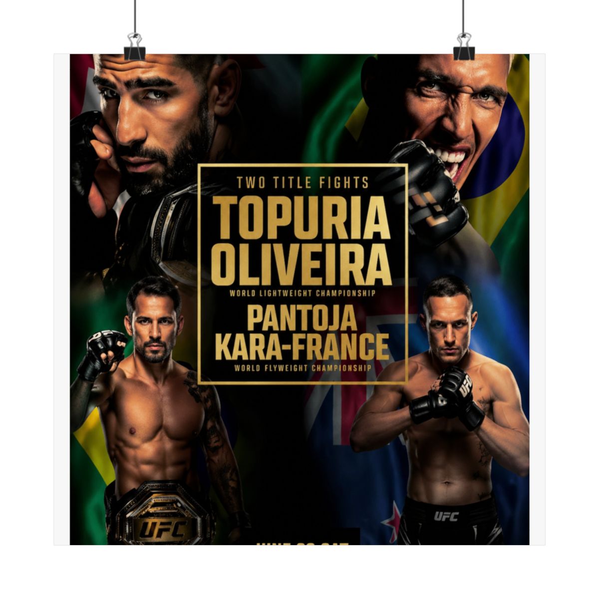 UFC 317 Fight Poster: Topuria vs Oliveira, Pantoja vs Kara-France - alternate angle 2, merchandise