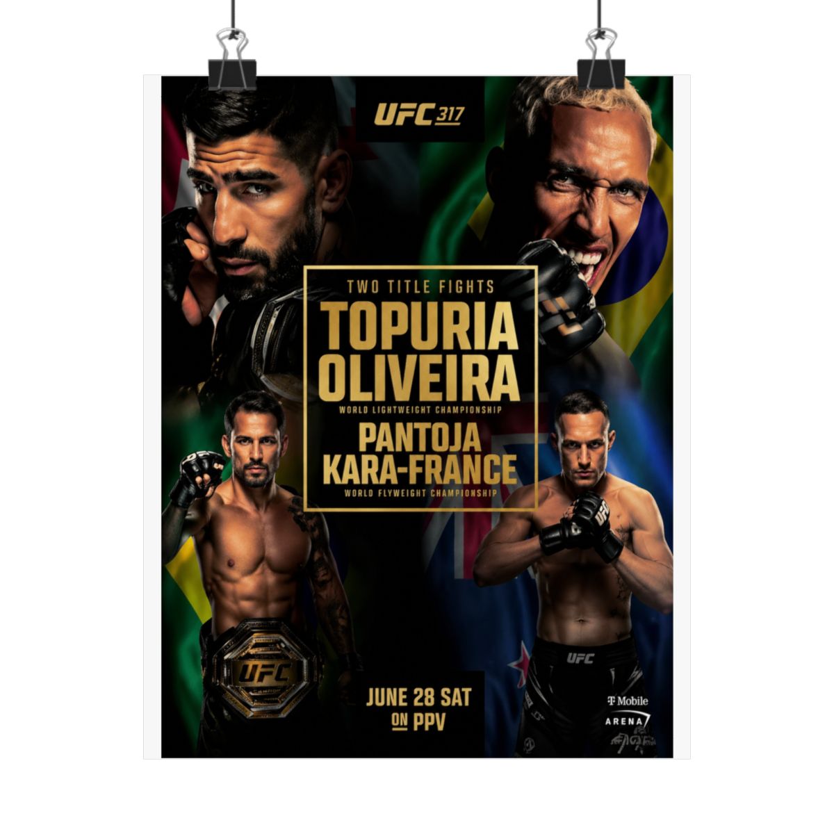 UFC 317 Fight Poster: Topuria vs Oliveira, Pantoja vs Kara-France - alternate angle 3, merchandise