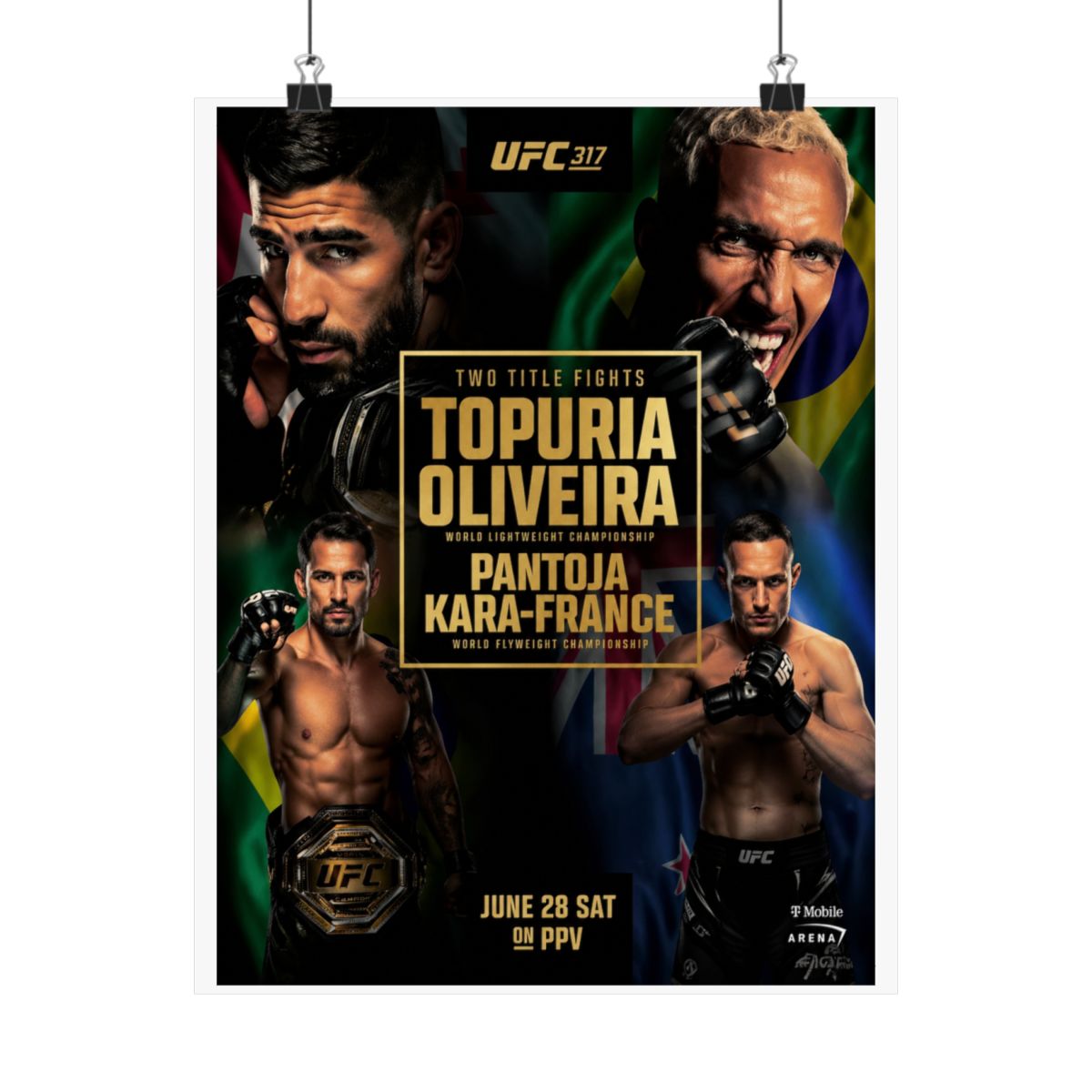 UFC 317 Fight Poster: Topuria vs Oliveira, Pantoja vs Kara-France - alternate angle 4, merchandise