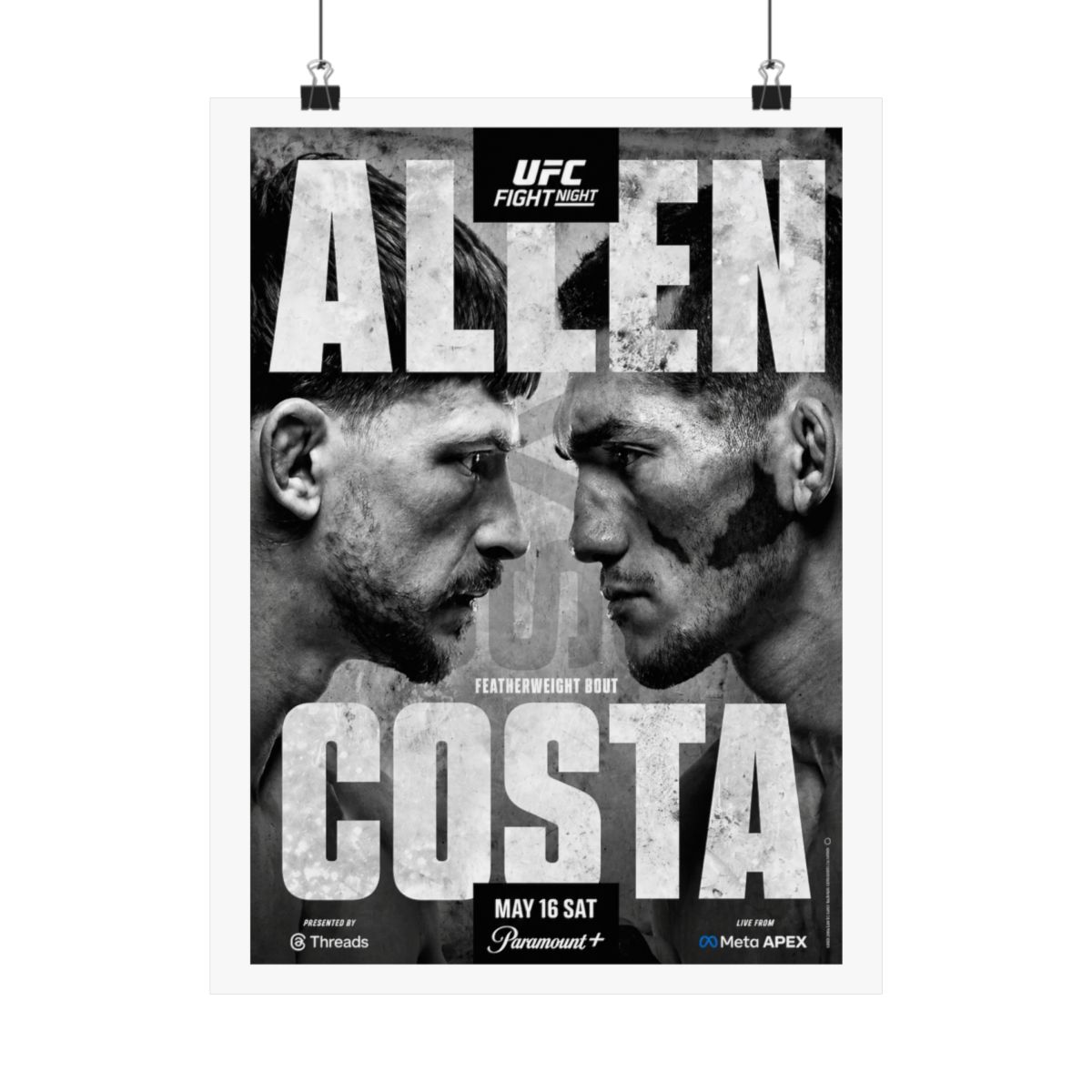 UFC Fight Night: Allen vs Costa Autographed Event Poster - alternate angle 1, merchandise