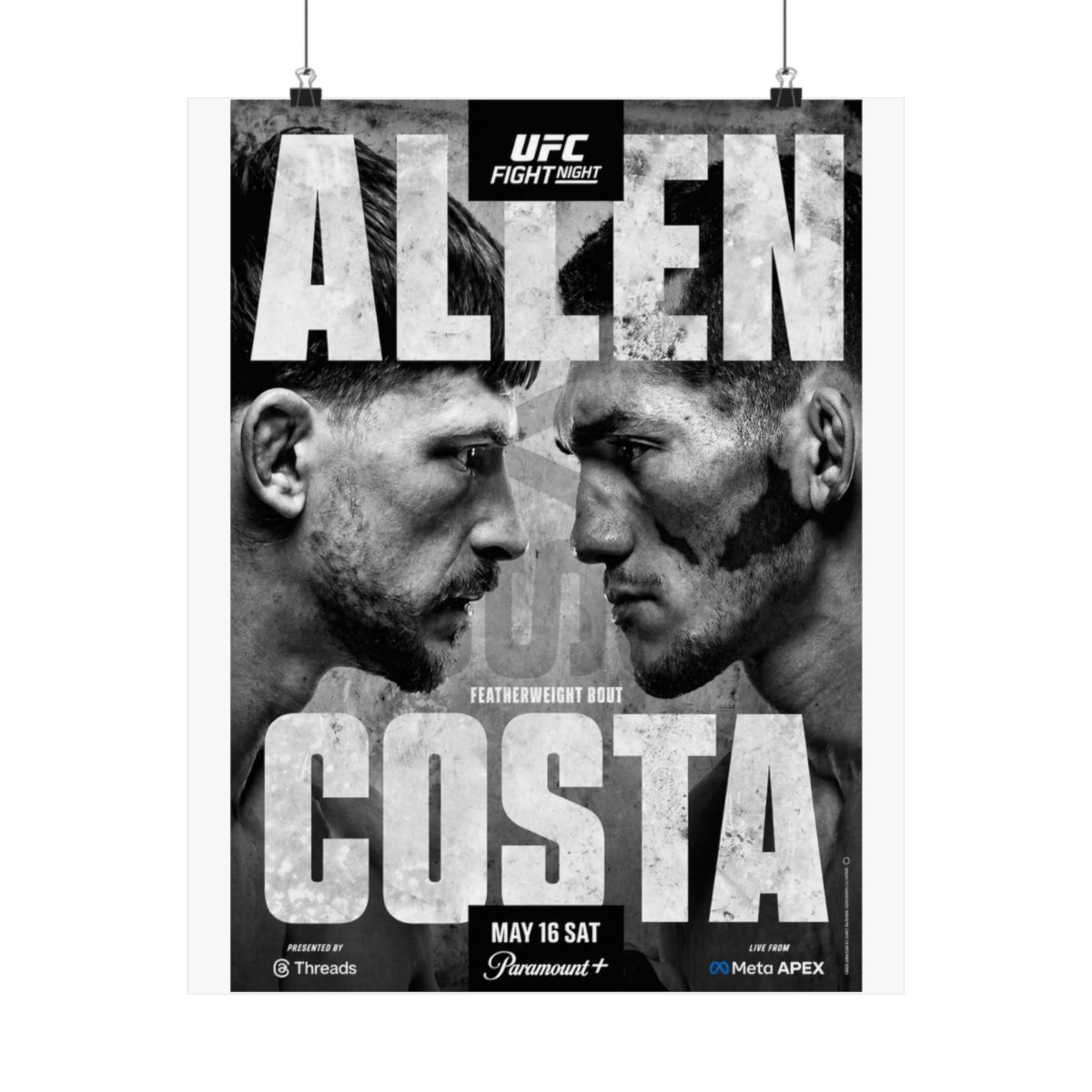 UFC Fight Night: Allen vs Costa Autographed Event Poster - alternate angle 3, merchandise