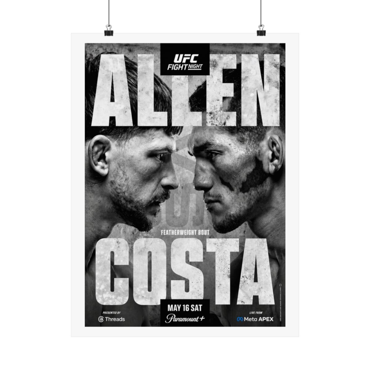 UFC Fight Night: Allen vs Costa Autographed Event Poster - alternate angle 4, merchandise