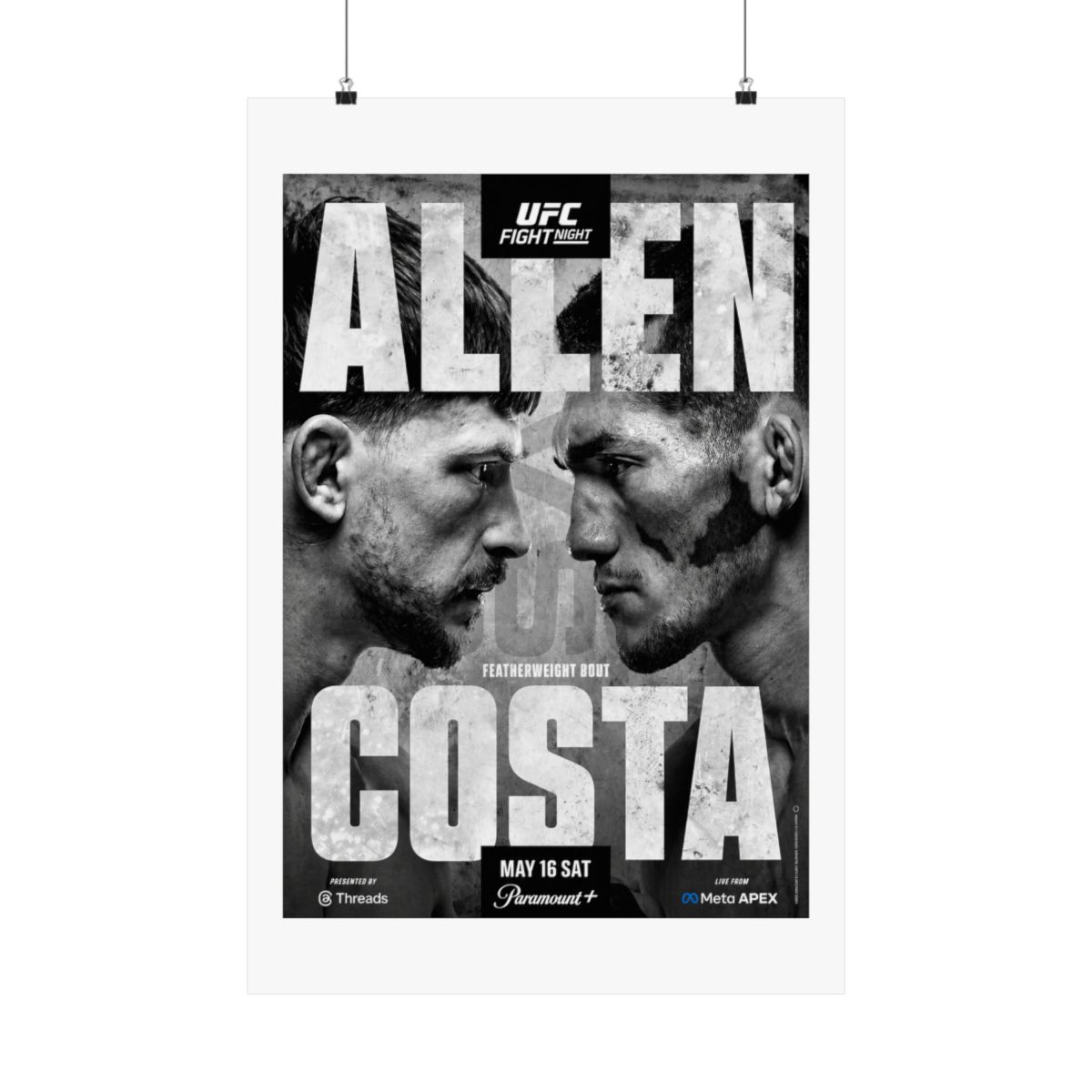 UFC Fight Night: Allen vs Costa Autographed Event Poster - alternate angle 5, merchandise