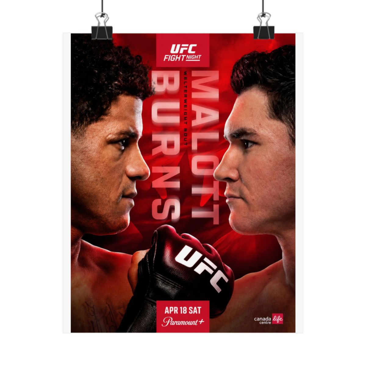 UFC Fight Night: Burns vs Malott First Edition Autographed Event Poster - alternate angle 2, merchandise
