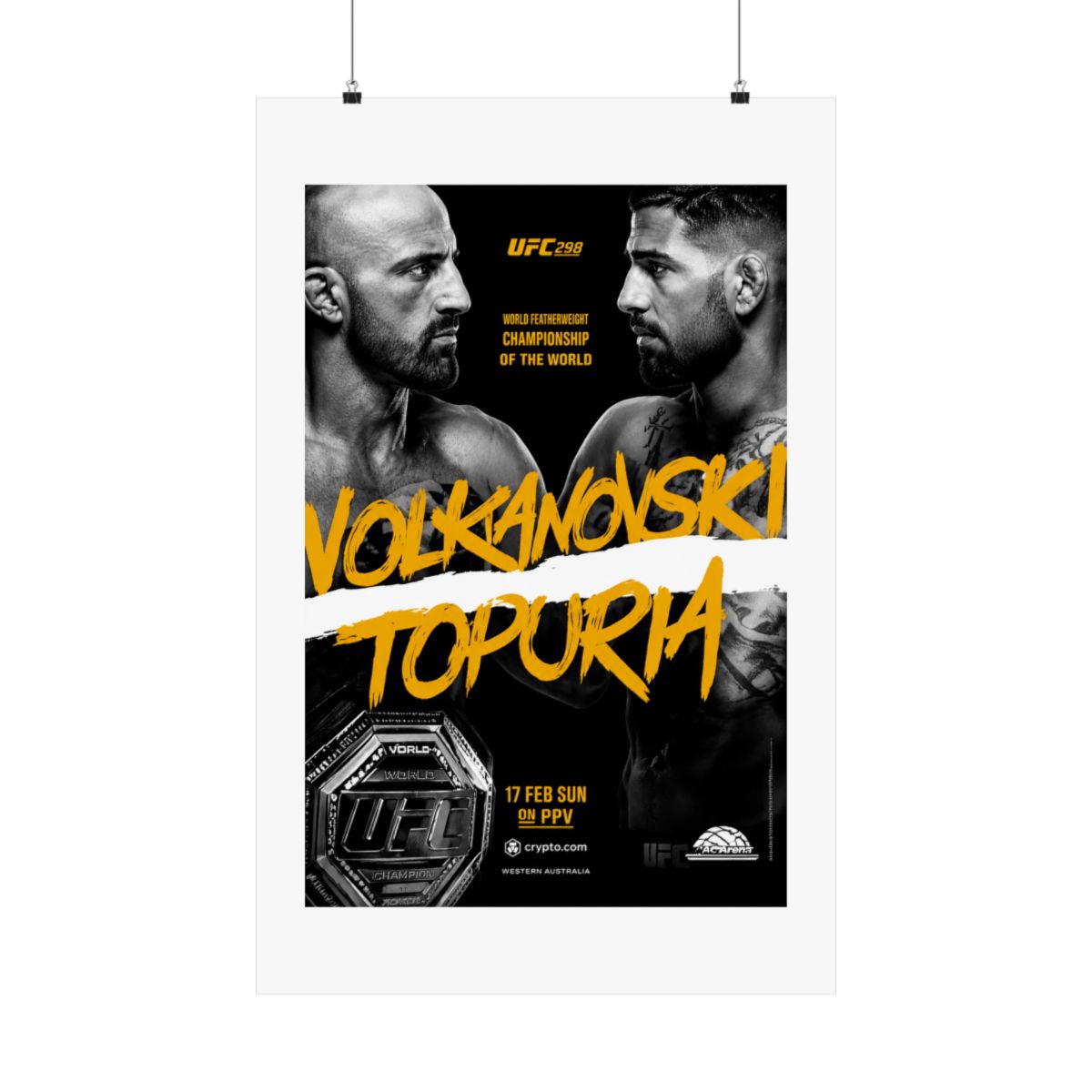 UFC 298 Alexander Volkanovski Vs. Ilia Topuria Featherweight Championship Title Whittaker Costa Fight Poster Ultimate Fighting Greatest - alternate angle 5, merchandise