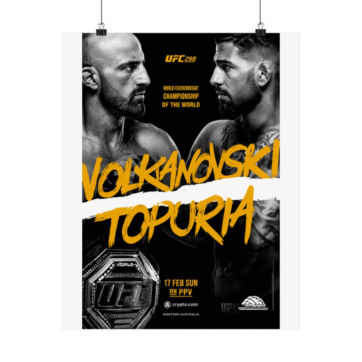 UFC 298 Alexander Volkanovski Vs. Ilia Topuria Featherweight Championship Title Whittaker Costa Fight Poster Ultimate Fighting Greatest - alternate angle 4, merchandise