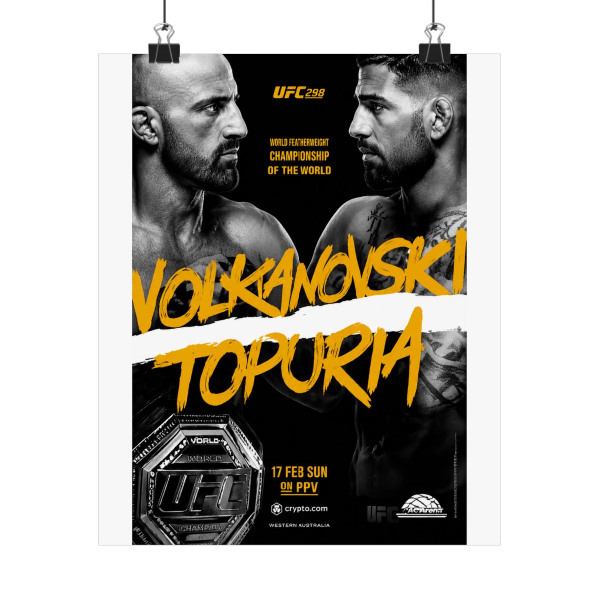 UFC 298 Alexander Volkanovski Vs. Ilia Topuria Featherweight Championship Title Whittaker Costa Fight Poster Ultimate Fighting Greatest - alternate angle 1, merchandise
