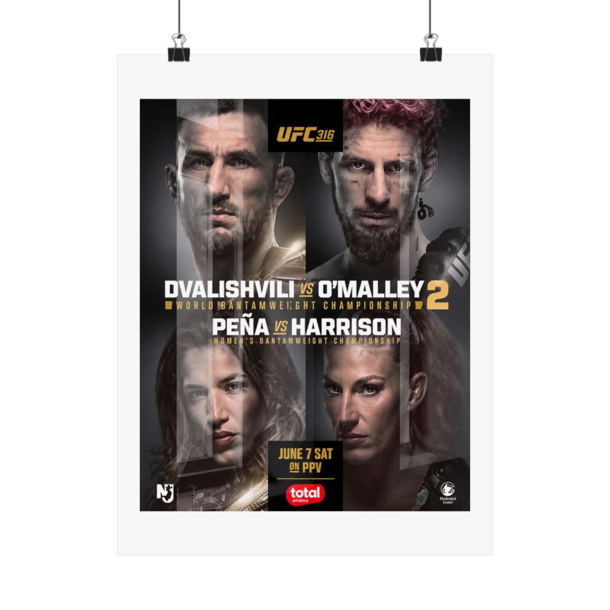 UFC 316 Poster: Dvalishvili vs O&;Malley 2, Peña vs Harrison - MMA Wall Art - alternate angle 5, merchandise