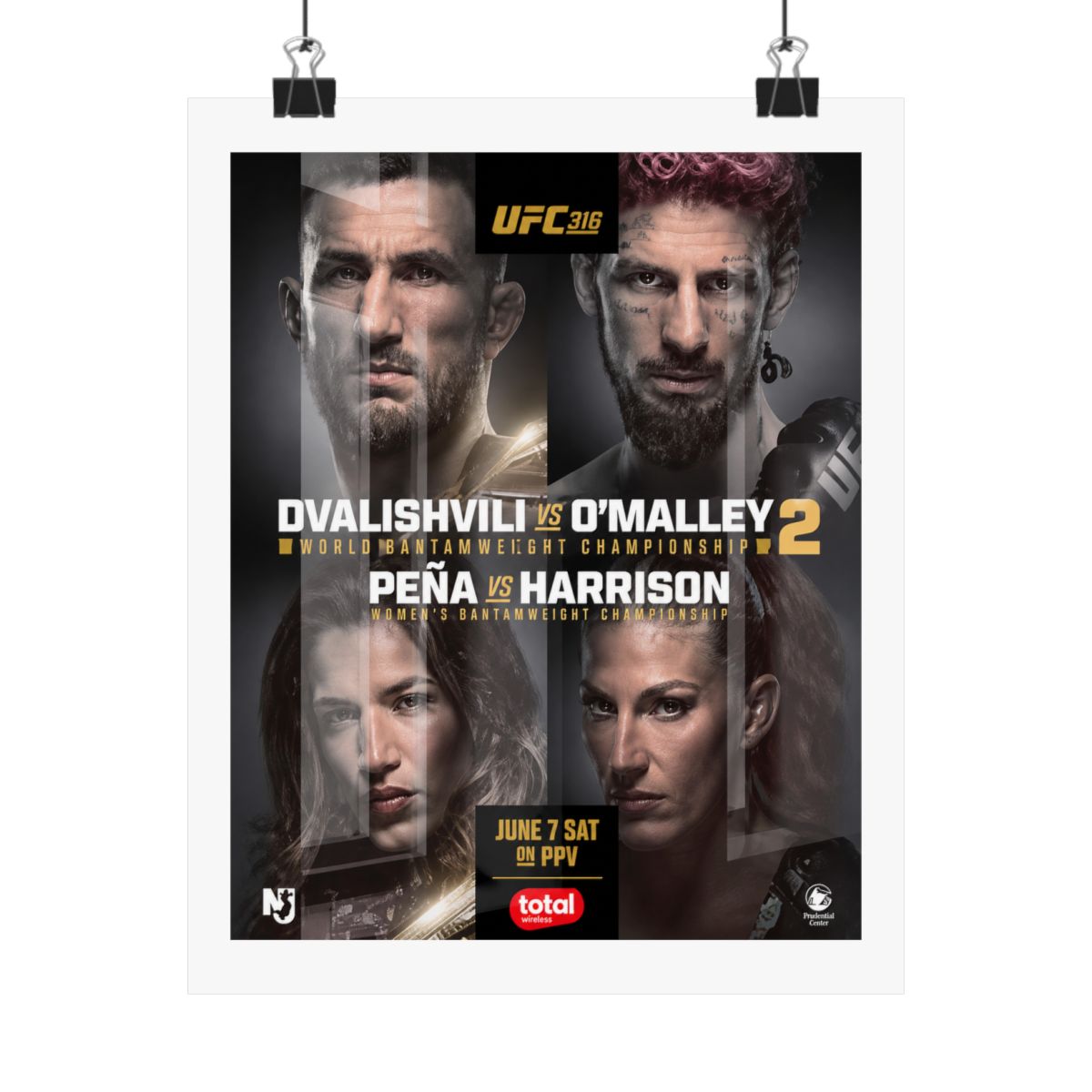 UFC 316 Poster: Dvalishvili vs O&;Malley 2, Peña vs Harrison - MMA Wall Art - alternate angle 3, merchandise