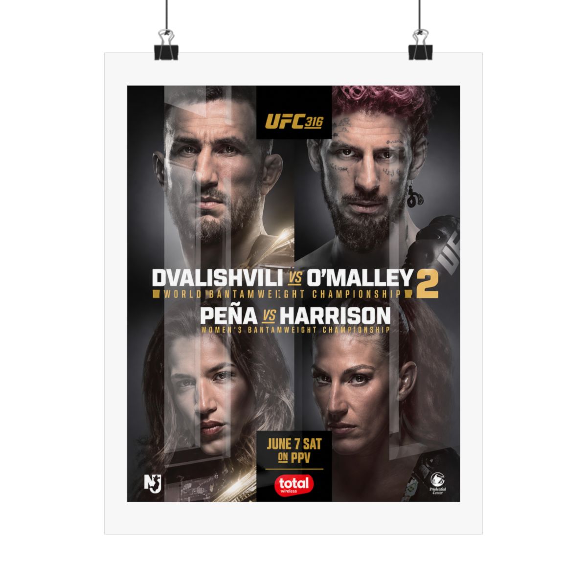 UFC 316 Poster: Dvalishvili vs O&;Malley 2, Peña vs Harrison - MMA Wall Art - alternate angle 4, merchandise