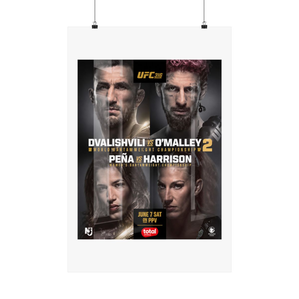 UFC 316 Poster: Dvalishvili vs O&;Malley 2, Peña vs Harrison - MMA Wall Art - alternate angle 1, merchandise